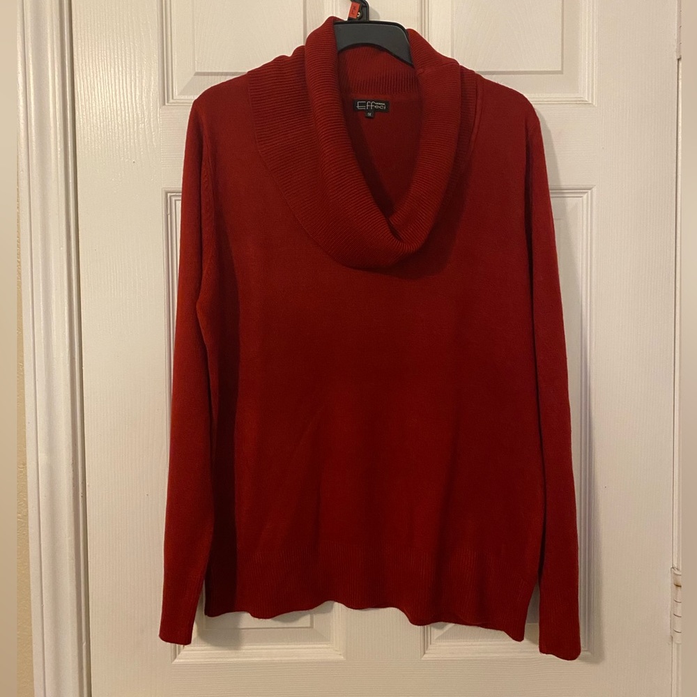 Elegant Red Turtleneck Sweater Shirt, Effeci, 1X